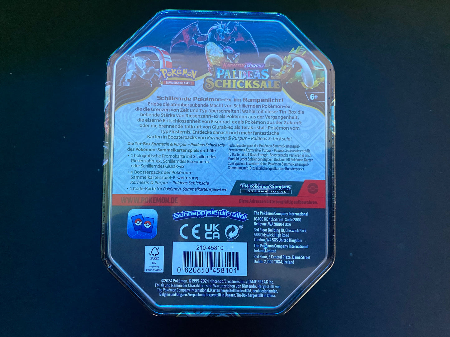 Pokémon KP04.5 Karmesin und Purpur Paldeas Schicksale - Glurak EX Tin