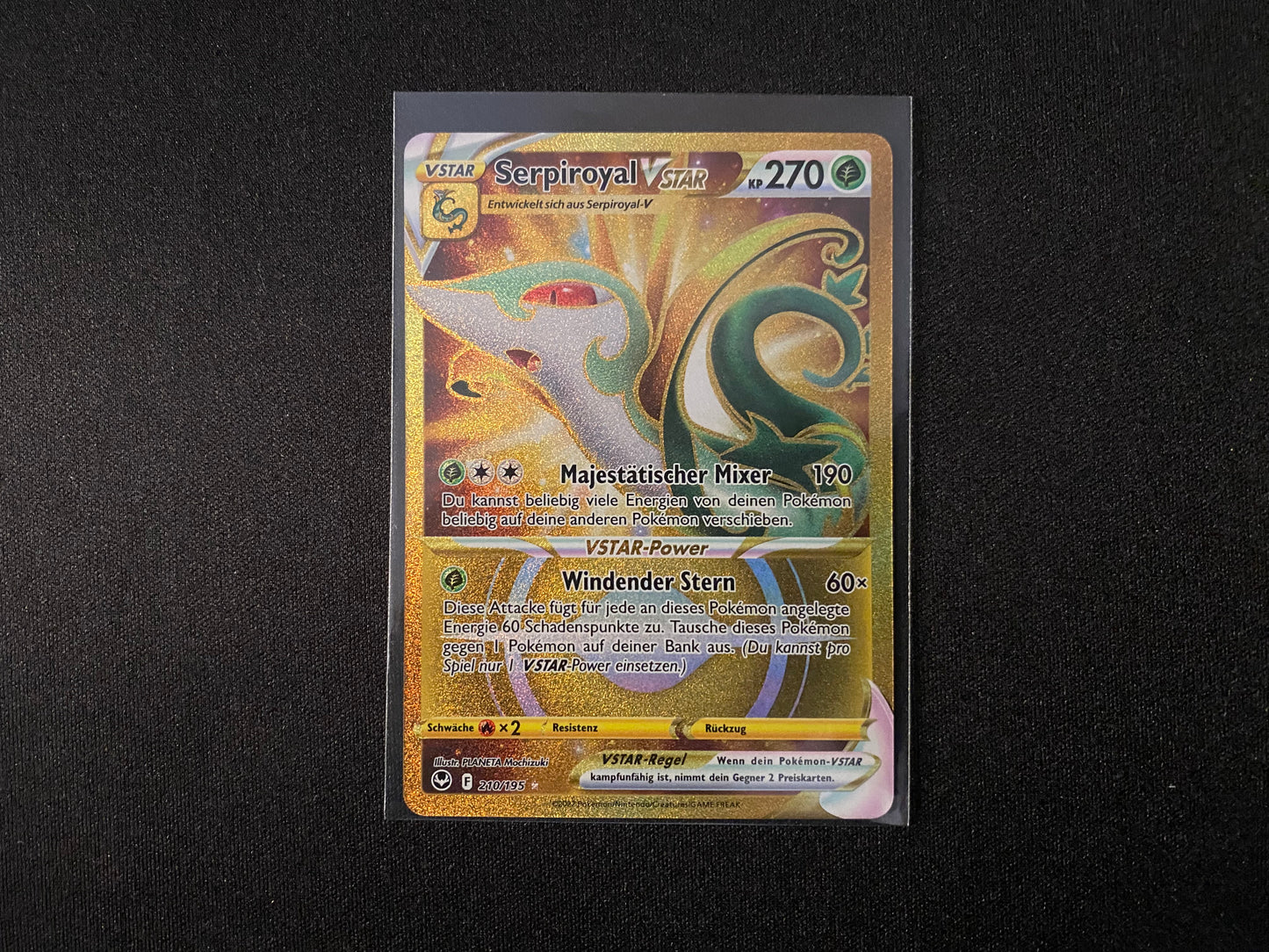 Pokemon Silberne Sturmwinde SWSH12 - Serpiroyal V Star Gold 210/195 - NM
