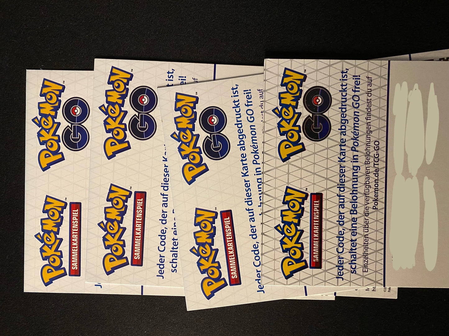 4x Pokemon Go Code-Karten für das Handyspiel NEU/Unbenutzt