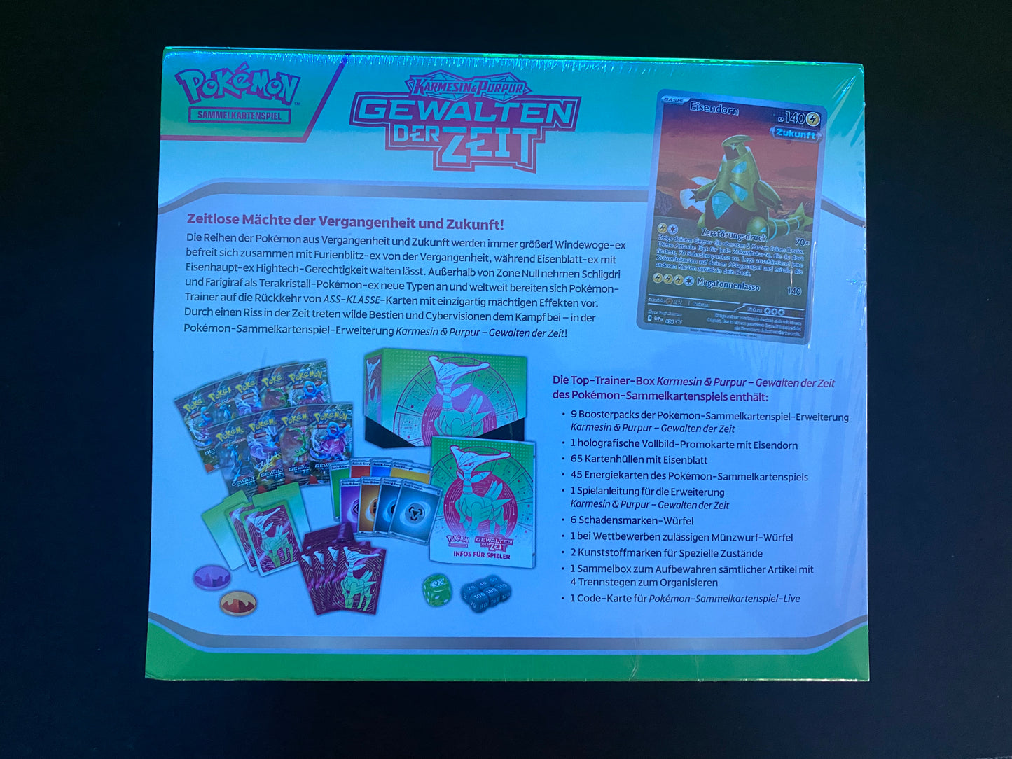 Pokémon KP05 Karmesin und Purpur Gewalten der Zeit - Eisenblatt - Top Trainer Box