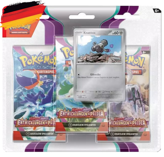 Pokémon KP02 Karmesin und Purpur - 3-Pack Blister Knattox