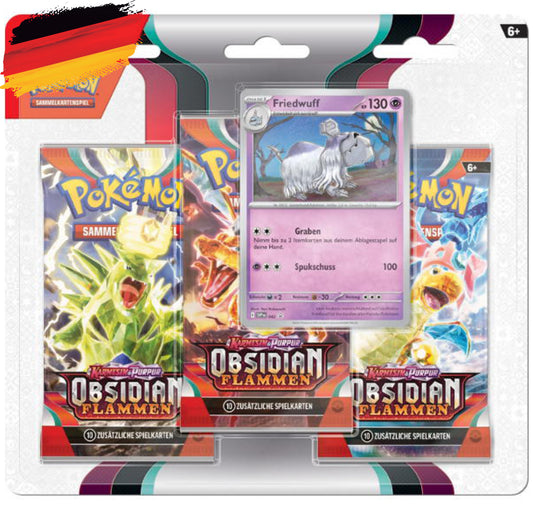 Pokémon KP03 Karmesin und Purpur - 3-Pack Blister Friedwuff