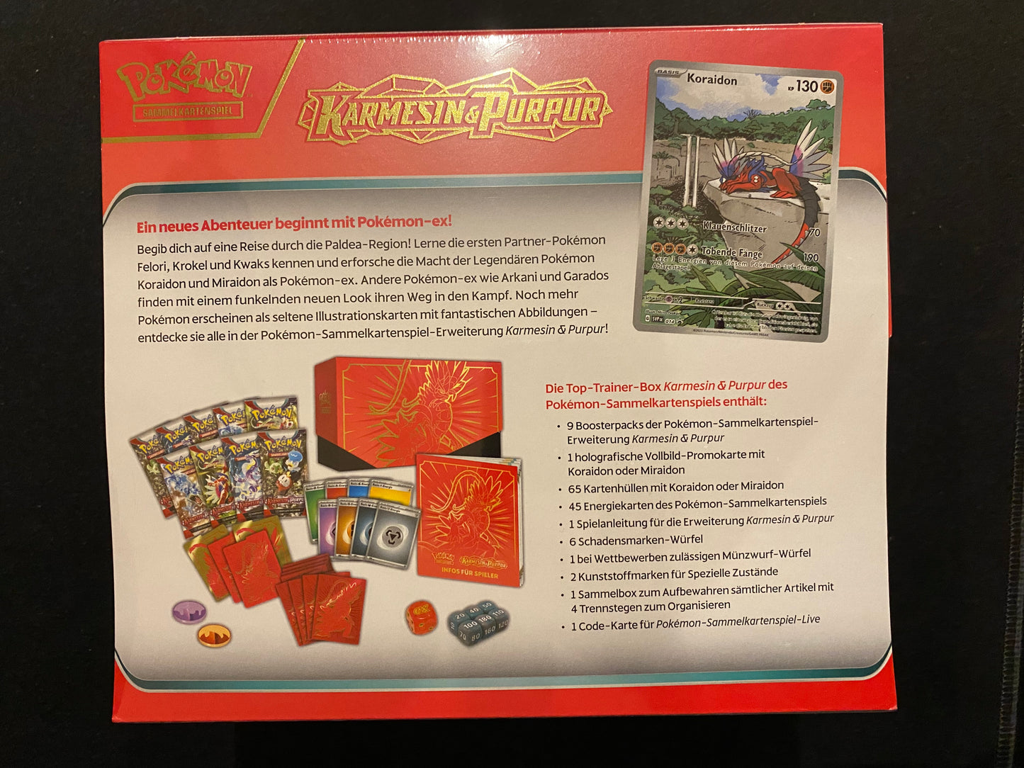 Pokémon KP01 Karmesin und Purpur - Top Trainer Box Koraidon