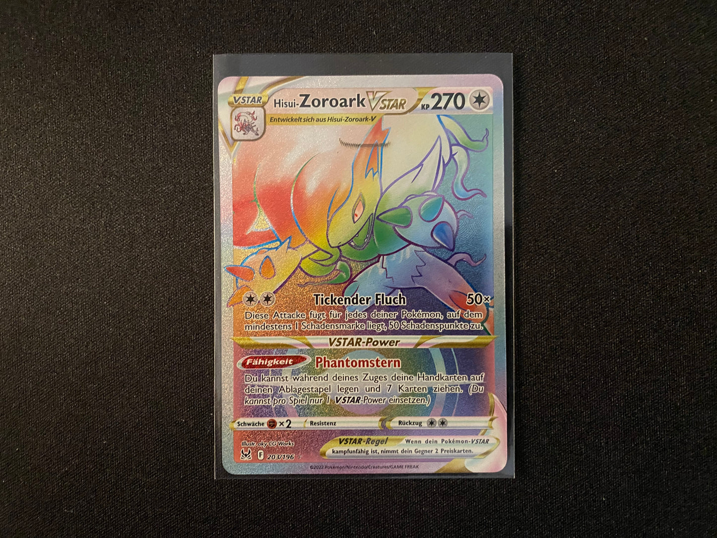 Pokemon Verlorener Ursprung SWSH11 - Hisui-Zoroark VMAX Rainbow 203/196 - NM