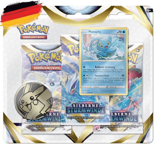 Pokémon SWSH12 Silberne Sturmwinde - 3-Pack Blister Manaphy